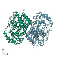 PDB entry 3fvd coloured by chain, front view.