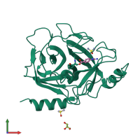 PDB entry 3fvf coloured by chain, front view.