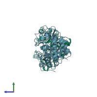 PDB entry 3fvm coloured by chain, side view.