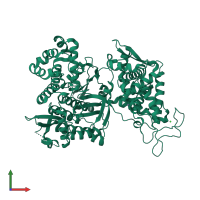 PDB entry 3fvy coloured by chain, front view.