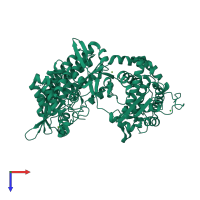 PDB entry 3fvy coloured by chain, top view.