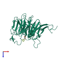 PDB entry 3fw0 coloured by chain, top view.