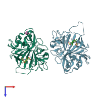 PDB entry 3fw3 coloured by chain, top view.