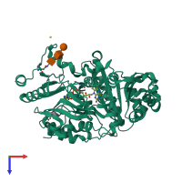 PDB entry 3fw8 coloured by chain, top view.