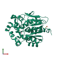 PDB entry 3fwh coloured by chain, front view.