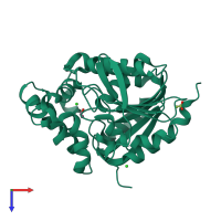 PDB entry 3fwh coloured by chain, top view.