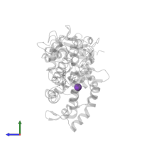 POTASSIUM ION in PDB entry 3fwi, assembly 1, side view.