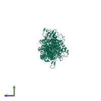 Penicillin-binding protein 1B in PDB entry 3fwl, assembly 1, side view.