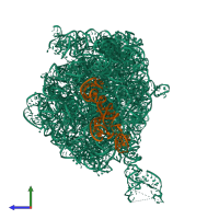 PDB entry 3fwo coloured by chain, side view.