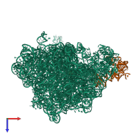 PDB entry 3fwo coloured by chain, top view.