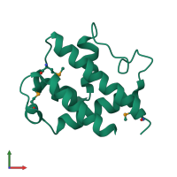 PDB entry 3fxh coloured by chain, front view.