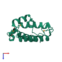 PDB entry 3fxh coloured by chain, top view.