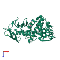 PDB entry 3fxp coloured by chain, top view.