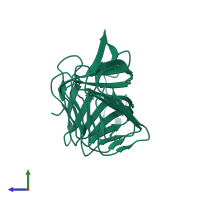 PDB entry 3fy3 coloured by chain, side view.