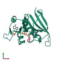PDB entry 3fy8 coloured by chain, front view.