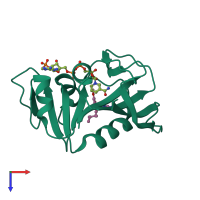 PDB entry 3fy8 coloured by chain, top view.