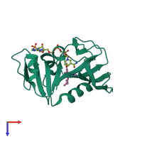 PDB entry 3fy9 coloured by chain, top view.