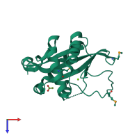 PDB entry 3fyn coloured by chain, top view.