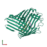 PDB entry 3fyx coloured by chain, front view.