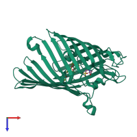 PDB entry 3fyx coloured by chain, top view.