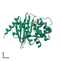 PDB entry 3fyz coloured by chain, front view.