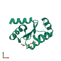PDB entry 3fz9 coloured by chain, front view.