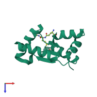 PDB entry 3fz9 coloured by chain, top view.
