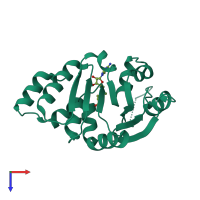 PDB entry 3fzg coloured by chain, top view.