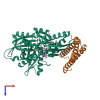 PDB entry 3fzl coloured by chain, top view.