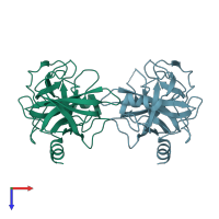 PDB entry 3g01 coloured by chain, top view.