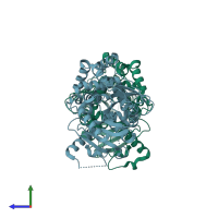 PDB entry 3g02 coloured by chain, side view.