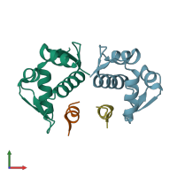 PDB entry 3g03 coloured by chain, front view.