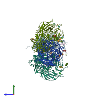 PDB entry 3g0b coloured by chain, side view.