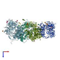 PDB entry 3g0b coloured by chain, top view.