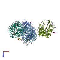 PDB entry 3g0c coloured by chain, top view.