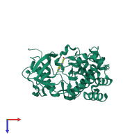 PDB entry 3g0e coloured by chain, top view.