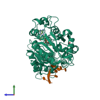 PDB entry 3g0h coloured by chain, side view.