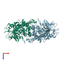 PDB entry 3g0i coloured by chain, top view.