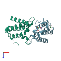 PDB entry 3g0j coloured by chain, top view.