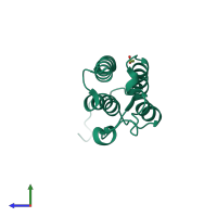 PDB entry 3g0l coloured by chain, side view.