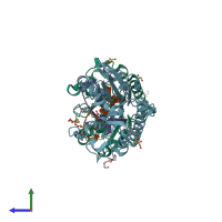 PDB entry 3g0r coloured by chain, side view.