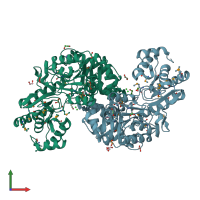 PDB entry 3g0t coloured by chain, front view.