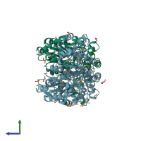 PDB entry 3g0t coloured by chain, side view.