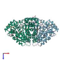 PDB entry 3g0t coloured by chain, top view.