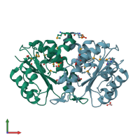 PDB entry 3g14 coloured by chain, front view.