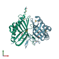 PDB entry 3g16 coloured by chain, front view.