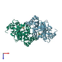 PDB entry 3g1d coloured by chain, top view.