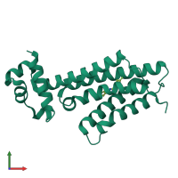 PDB entry 3g1l coloured by chain, front view.