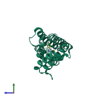 PDB entry 3g1l coloured by chain, side view.