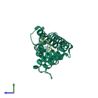 PDB entry 3g1m coloured by chain, side view.